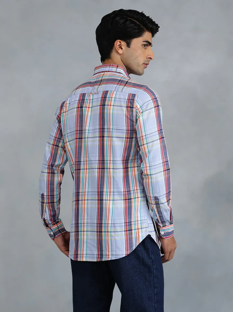 Purple Checked Slim Fit Casual Shirt | JadeBlue
