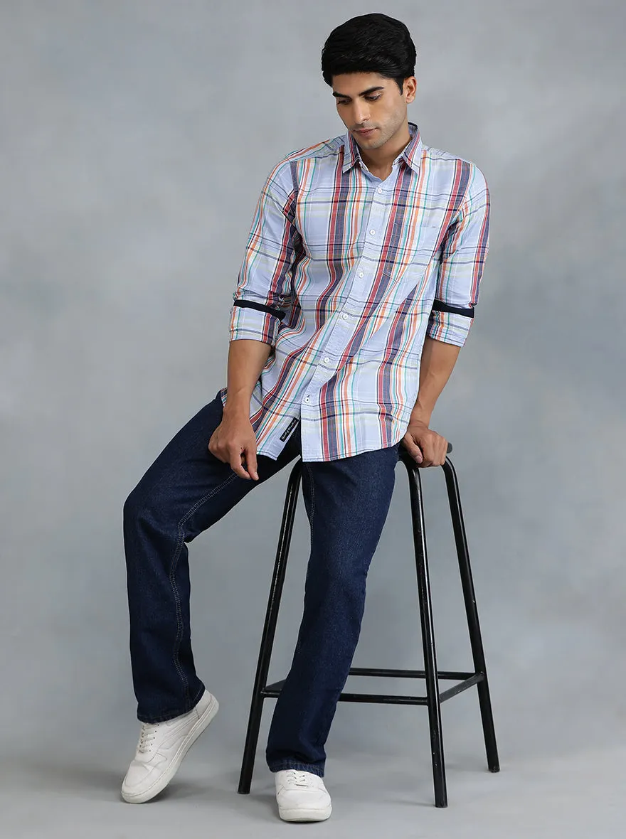 Purple Checked Slim Fit Casual Shirt | JadeBlue