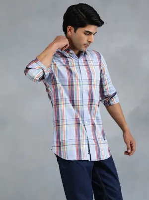 Purple Checked Slim Fit Casual Shirt | JadeBlue