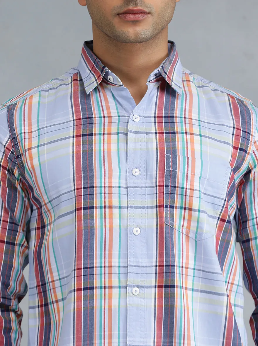 Purple Checked Slim Fit Casual Shirt | JadeBlue