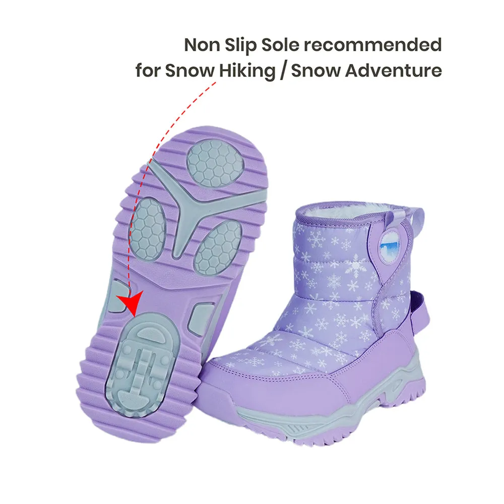 Purple Snowflake Waterproof Winter Snow Boots for Kids for Minus Degree Temperature