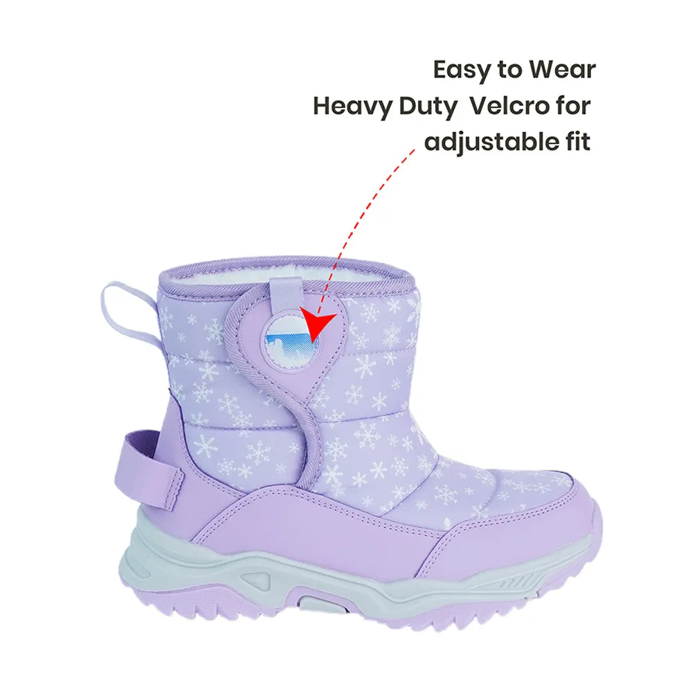 Purple Snowflake Waterproof Winter Snow Boots for Kids for Minus Degree Temperature