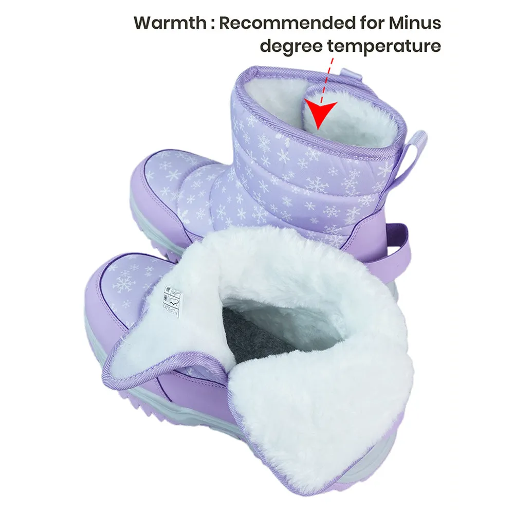 Purple Snowflake Waterproof Winter Snow Boots for Kids for Minus Degree Temperature