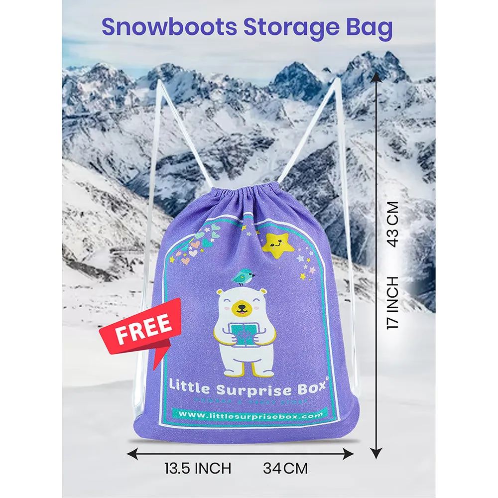 Purple Snowflake Waterproof Winter Snow Boots for Kids for Minus Degree Temperature