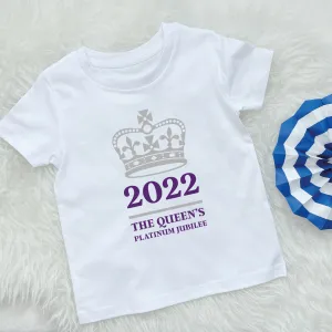 Queen's 2022 Platinum Jubilee Kids T Shirt With Crown