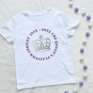Queen's Platinum Jubilee Silver Crown Kids T Shirt