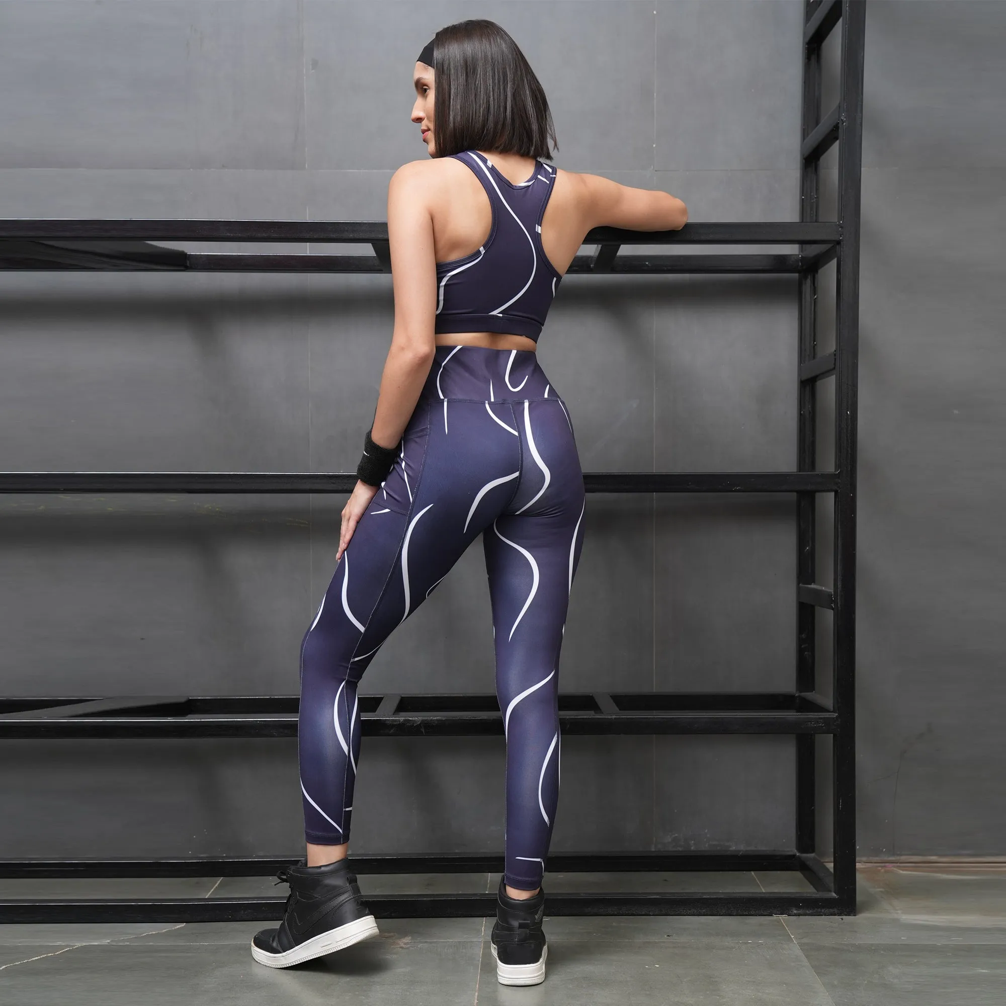 Quick-Dry Printed Sports Bra & High Waist Legging Set