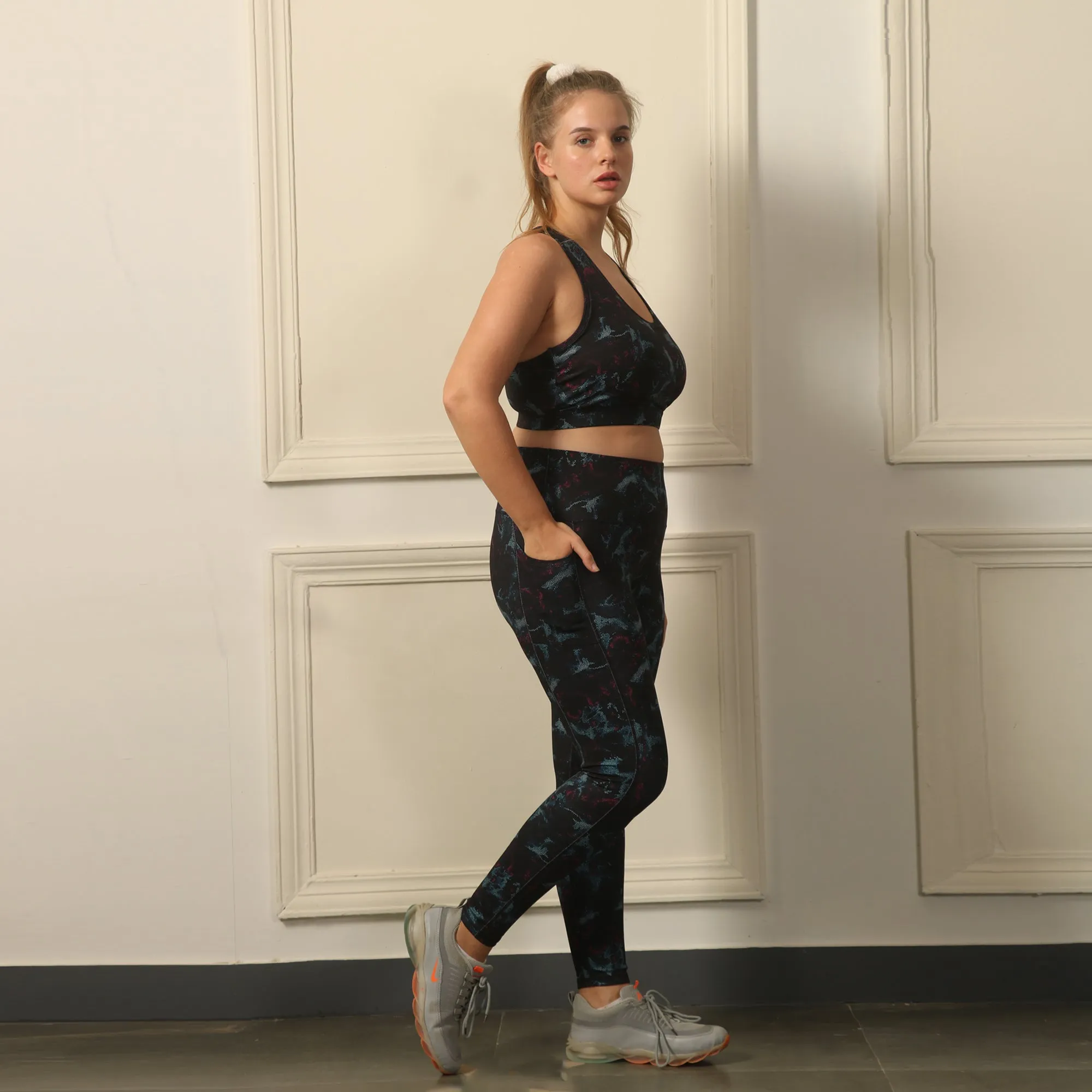 Quick-Dry Printed Sports Bra & High Waist Legging Set