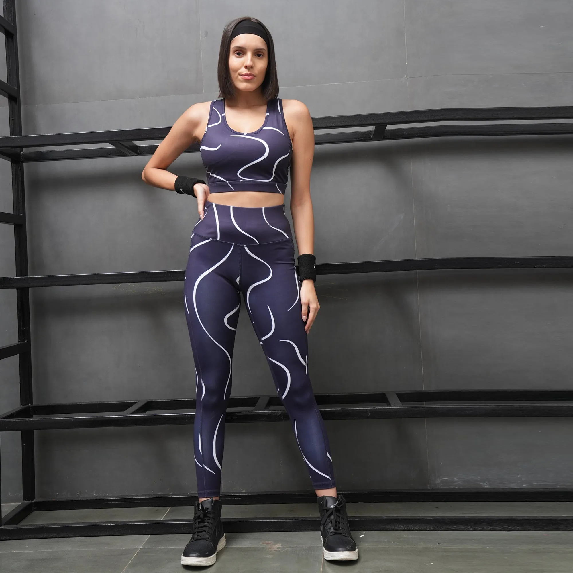 Quick-Dry Printed Sports Bra & High Waist Legging Set