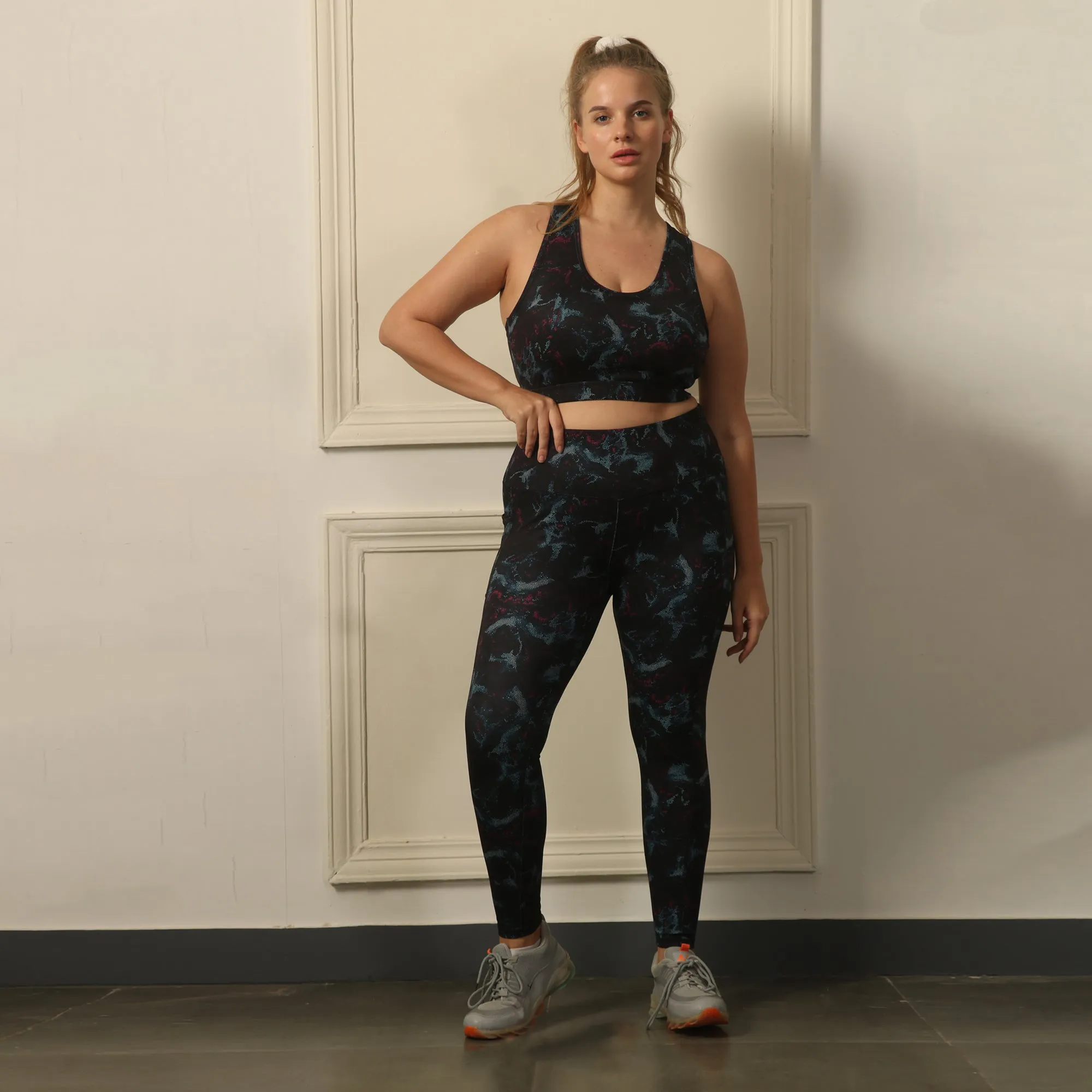 Quick-Dry Printed Sports Bra & High Waist Legging Set