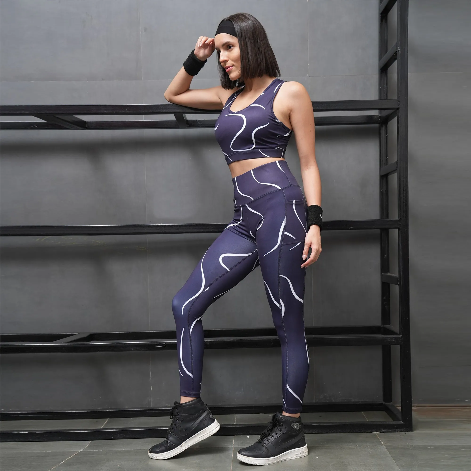 Quick-Dry Printed Sports Bra & High Waist Legging Set