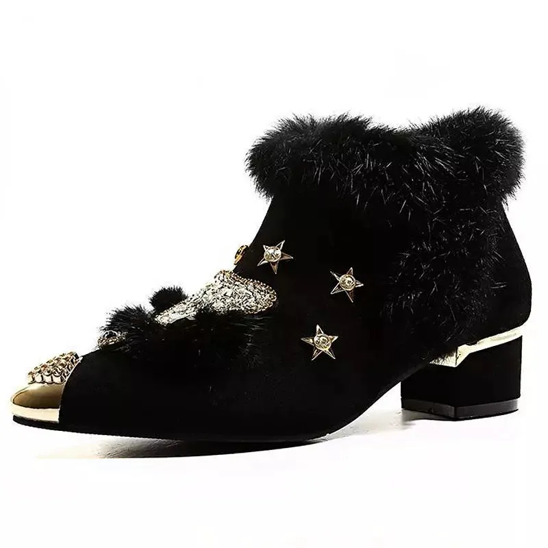 Rabbit Fur Snow Boots For Women