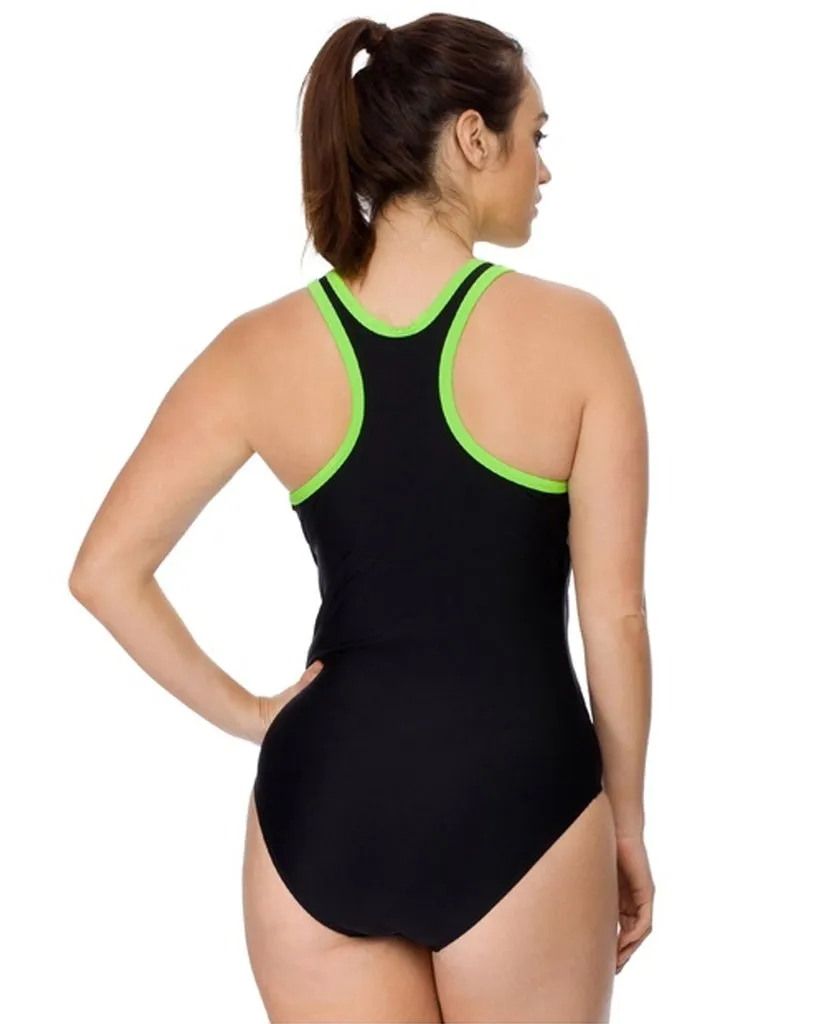 Racer Back Swimsuit Zip - Lime Trim