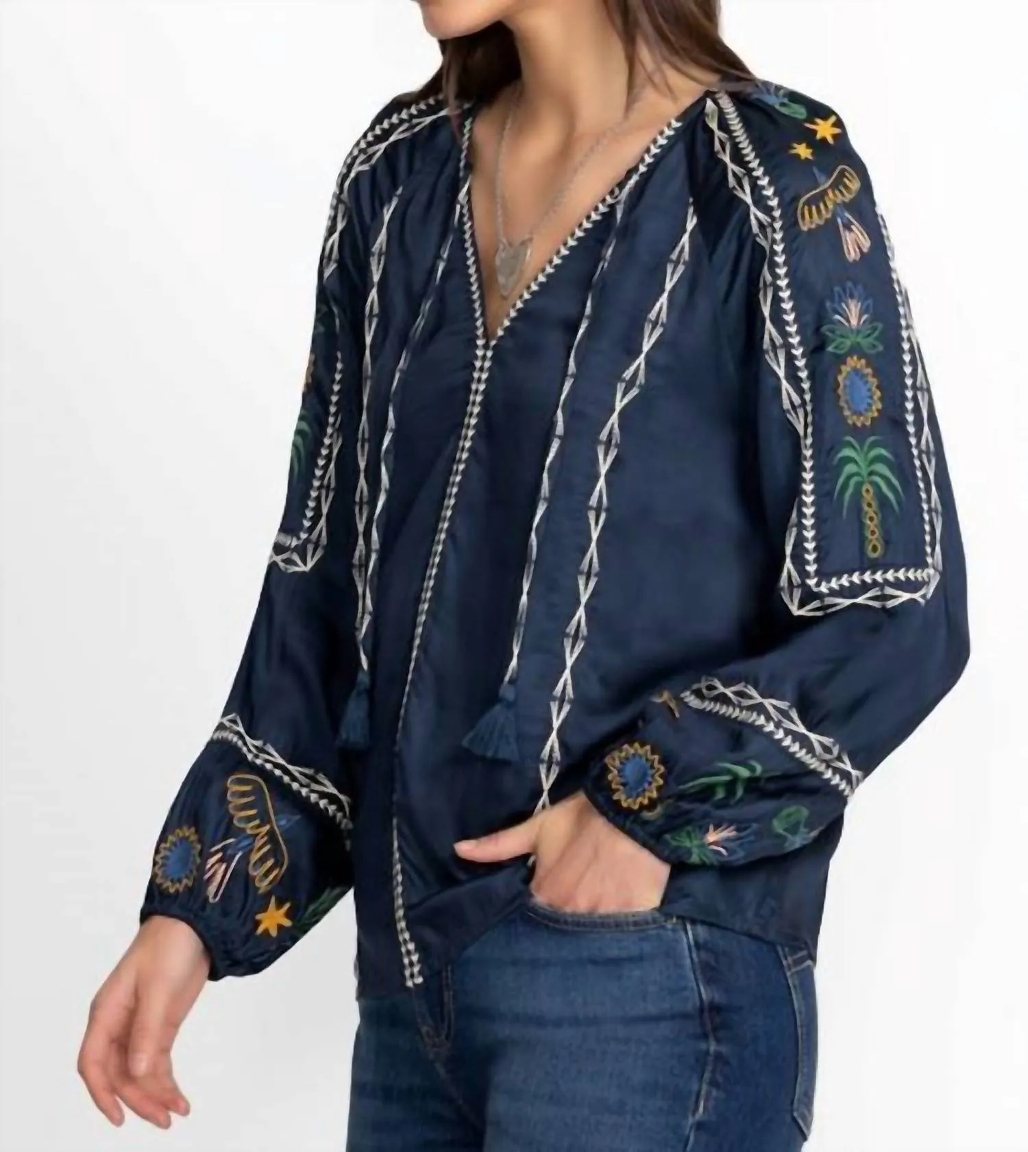 Raelyn Raglan Blouse Del Mar In Dress Blue