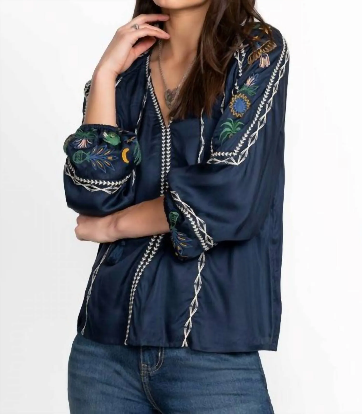 Raelyn Raglan Blouse Del Mar In Dress Blue