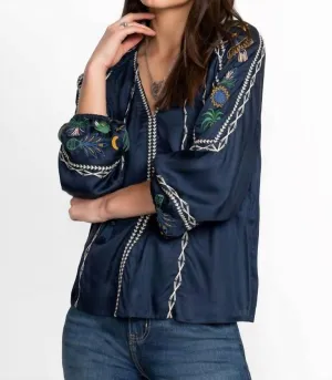 Raelyn Raglan Blouse Del Mar In Dress Blue