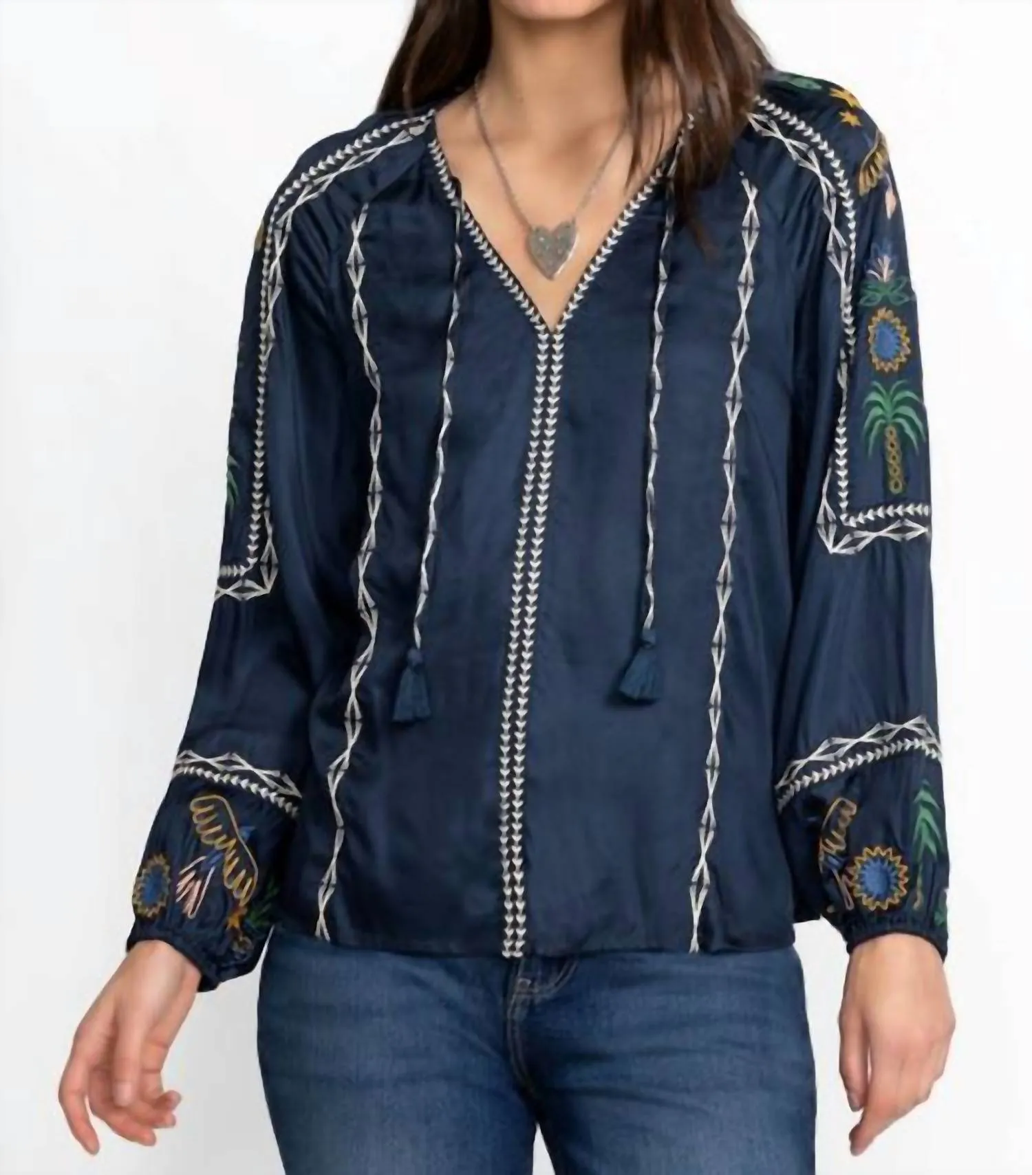 Raelyn Raglan Blouse Del Mar In Dress Blue