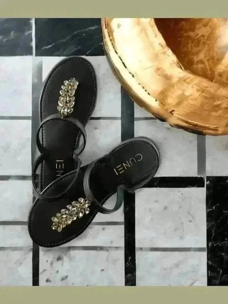 Rare Sparkle Black T-strap Flats