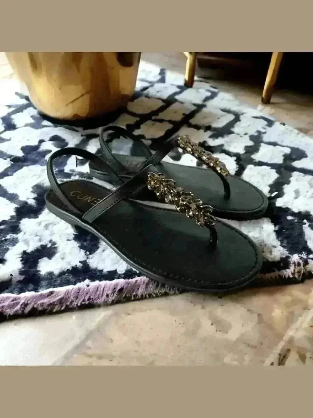 Rare Sparkle Black T-strap Flats