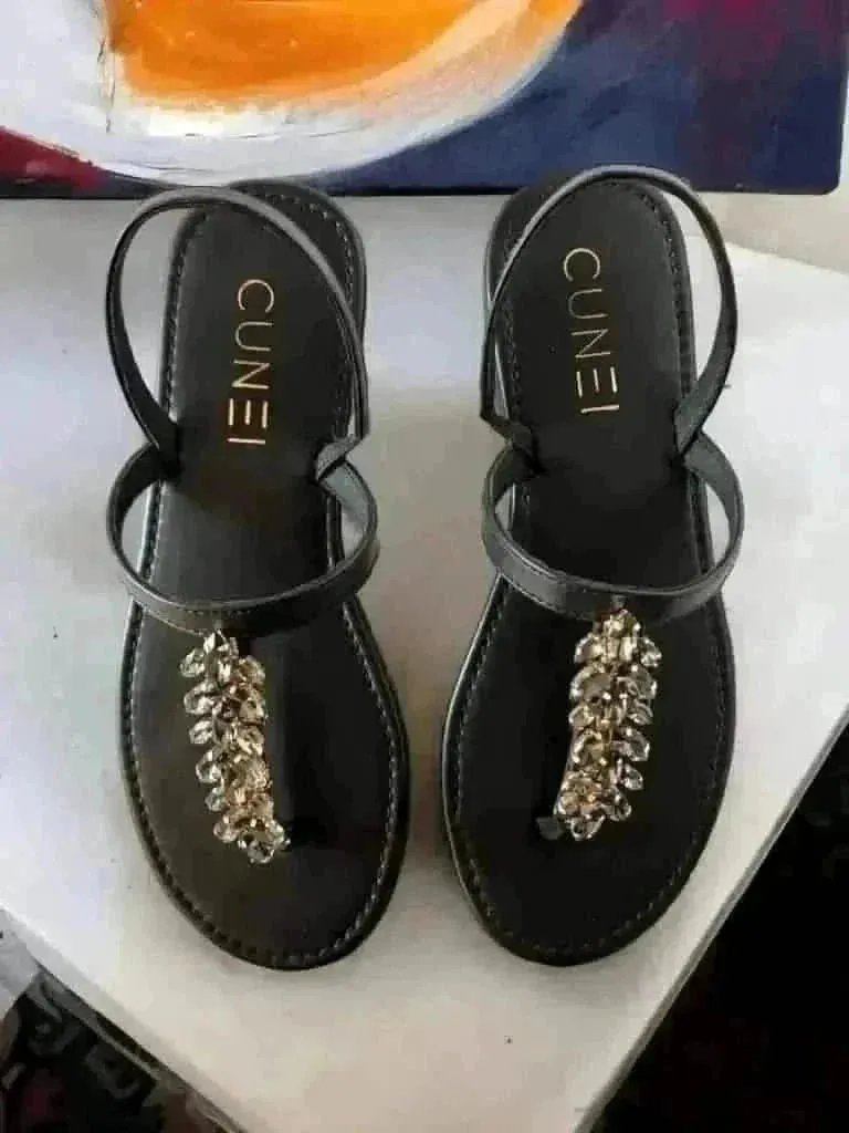 Rare Sparkle Black T-strap Flats