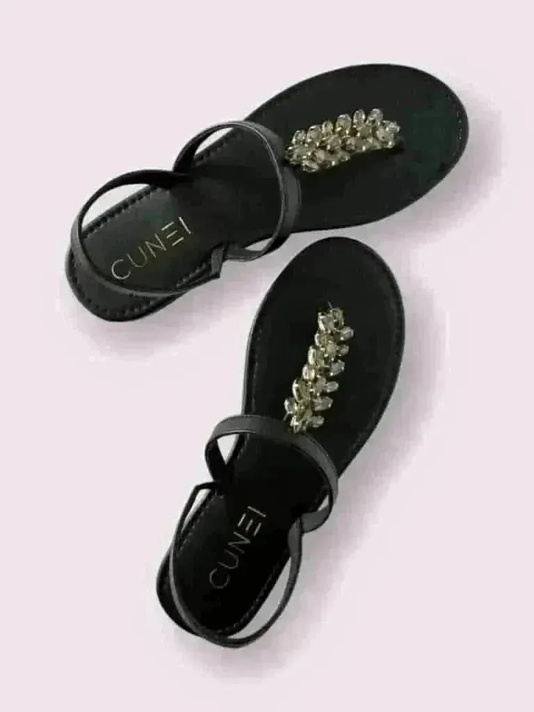 Rare Sparkle Black T-strap Flats