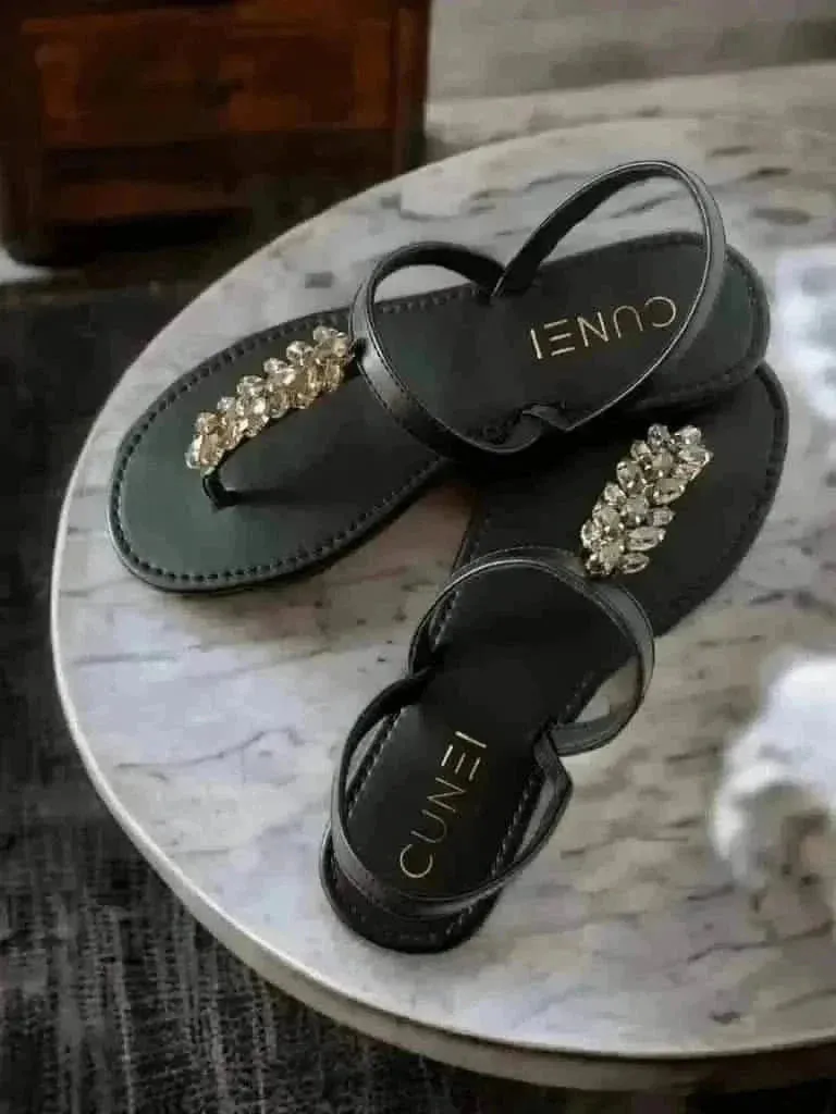 Rare Sparkle Black T-strap Flats