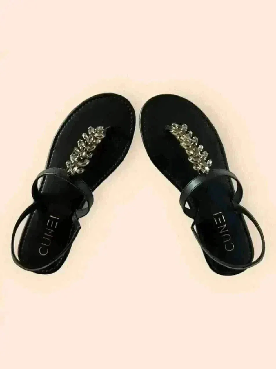 Rare Sparkle Black T-strap Flats