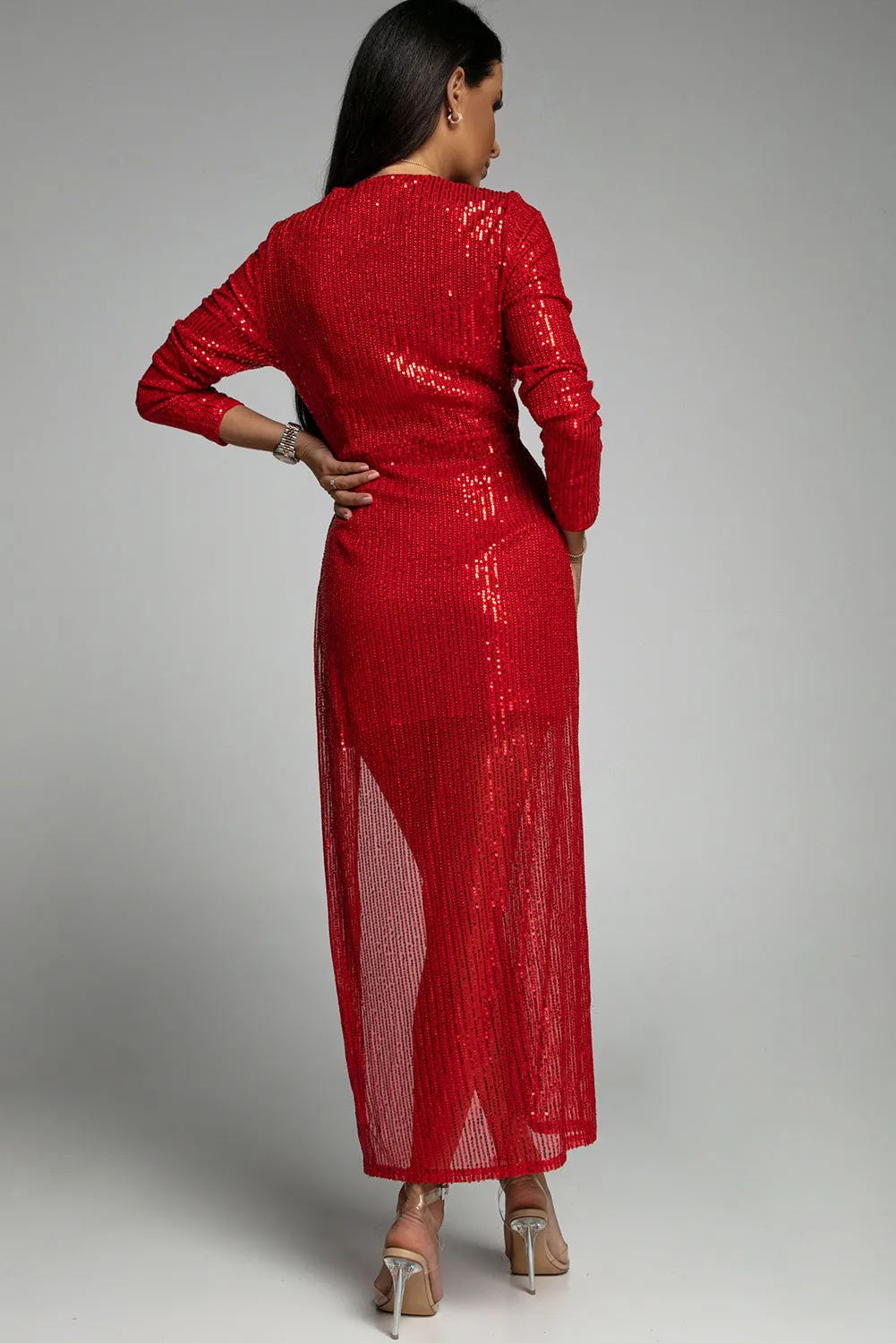 Red Sequined Party Dress