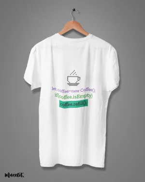 Refill coffee script printed t shirt