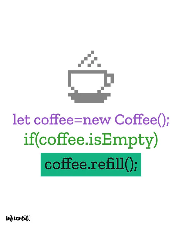 Refill coffee script printed t shirt