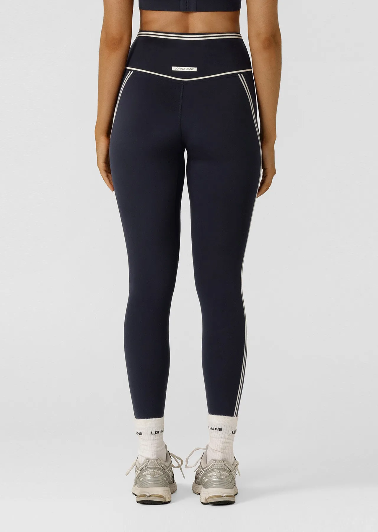 Retro Track Ankle Biter Leggings | Midnight Blue