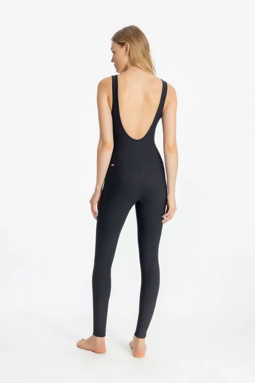 Rib Block Jumpsuit | Activewear | Black