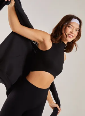 Rib High Neck Sleeveless Crop Top