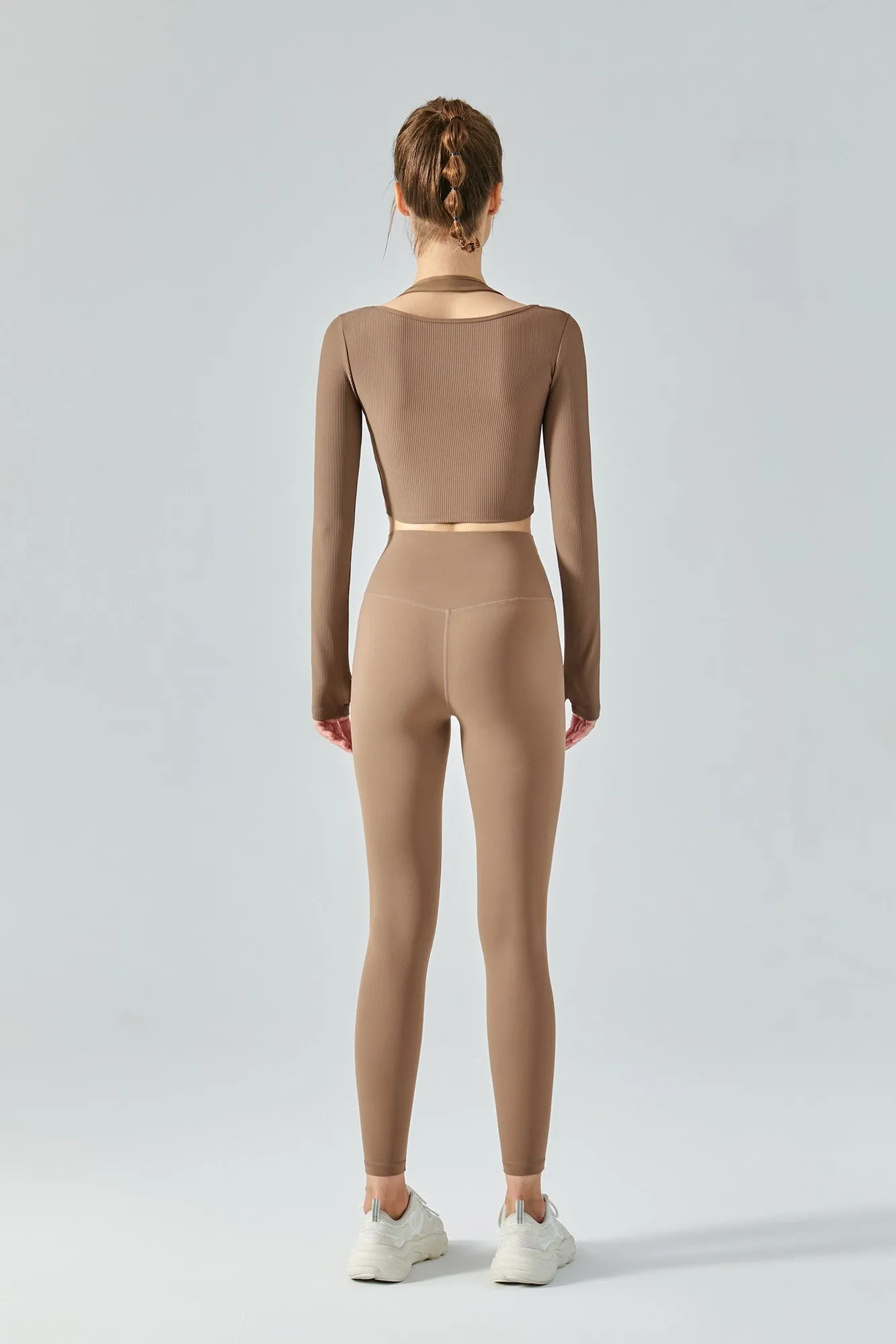 Ribbed Halter Crop Top & Leggings Activewear Set