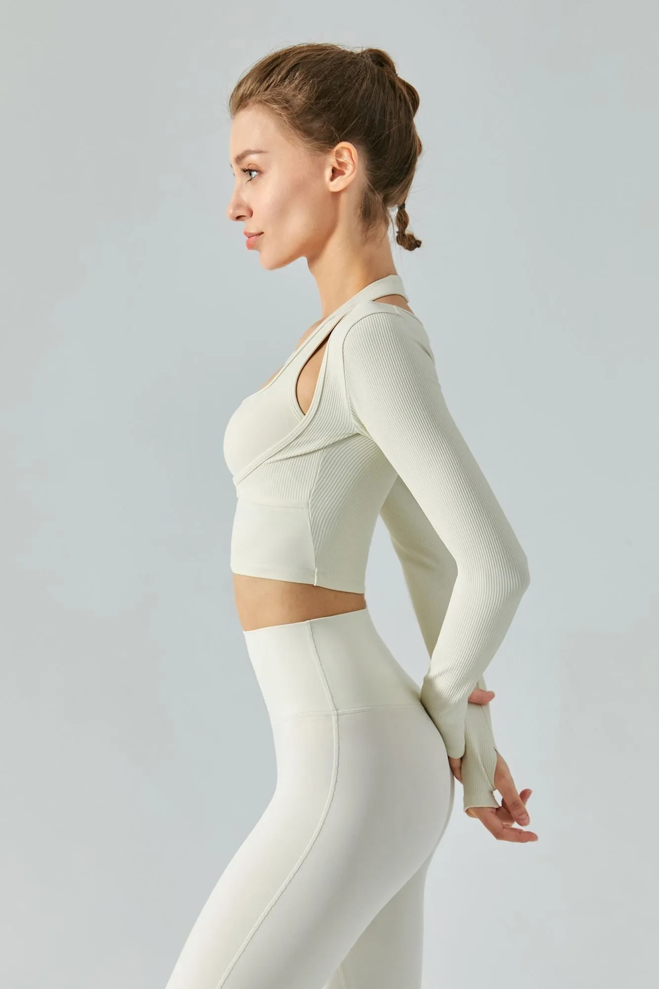 Ribbed Halter Crop Top & Leggings Activewear Set