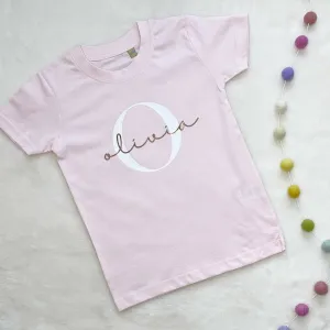 Rose Gold And Pink Girls T Shirt Personalised With Name