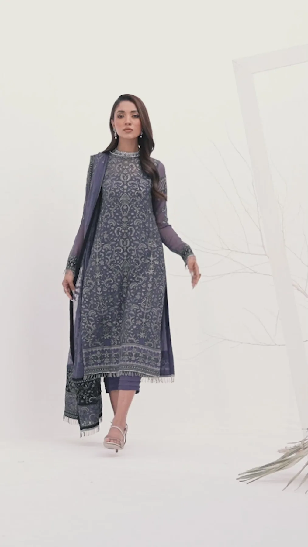 Royal Pakistani Embroidered Wedding Dress in Kameez Trouser Style