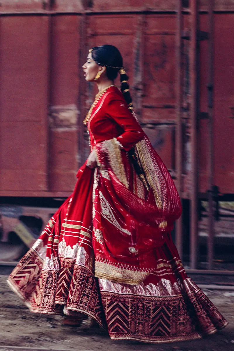 Royal Red Frock Pakistani Dress for Wedding #PS876