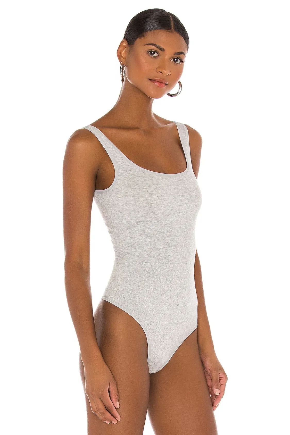 Ruby Shaping Thong Bodysuit - Cotton Seamless - Heather Grey