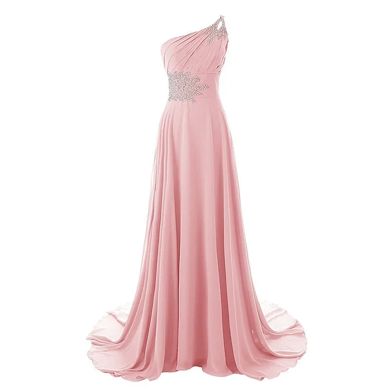 sd-hk Women One-Shoulder Ombre Prom Wedding Gowns Bridemaid dress