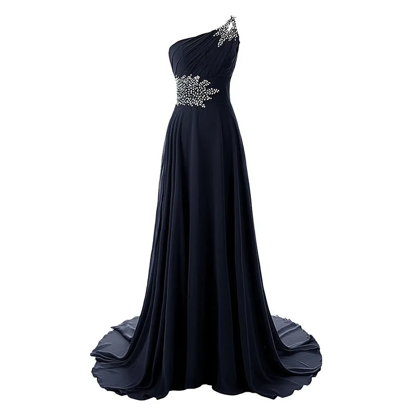 sd-hk Women One-Shoulder Ombre Prom Wedding Gowns Bridemaid dress