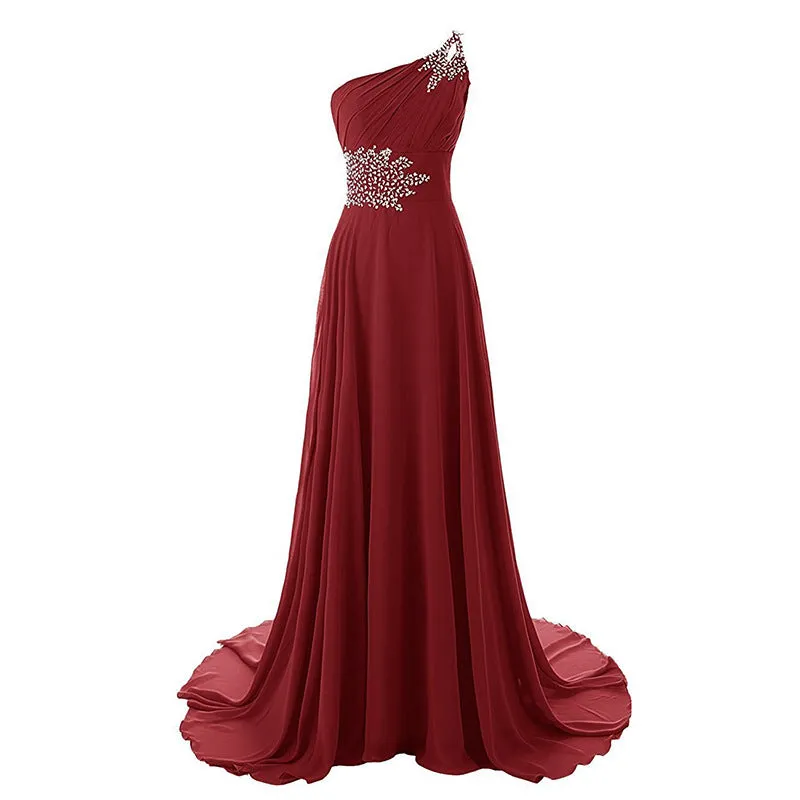 sd-hk Women One-Shoulder Ombre Prom Wedding Gowns Bridemaid dress