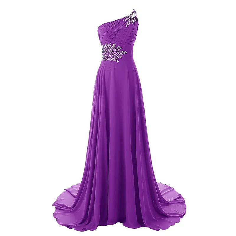 sd-hk Women One-Shoulder Ombre Prom Wedding Gowns Bridemaid dress