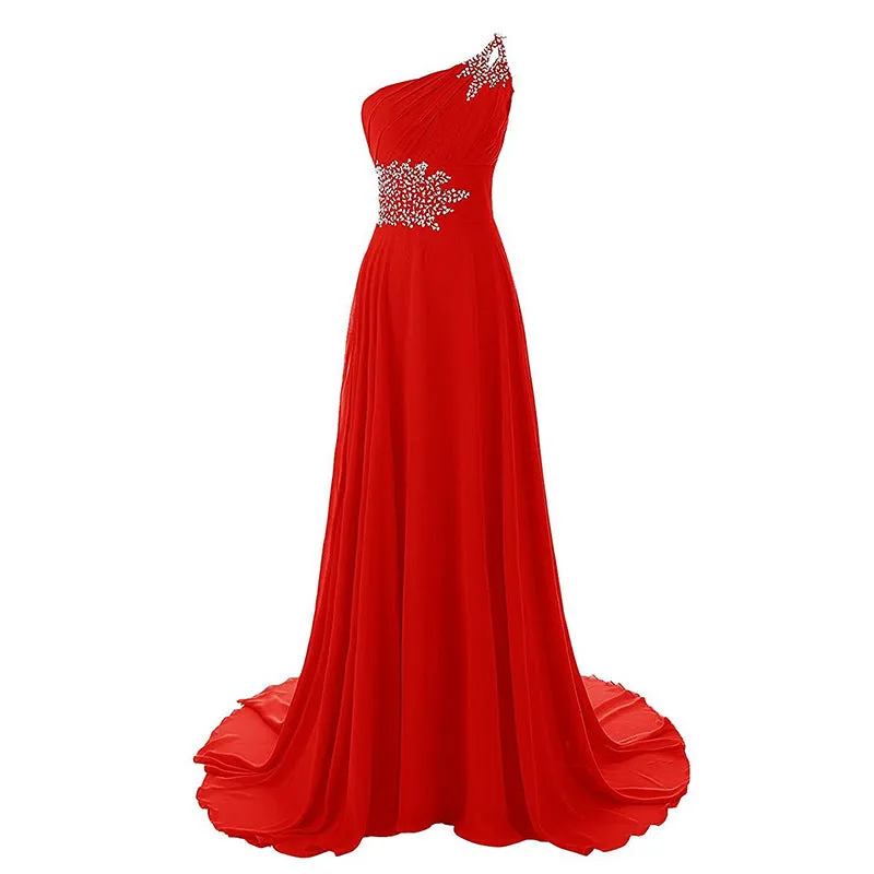 sd-hk Women One-Shoulder Ombre Prom Wedding Gowns Bridemaid dress
