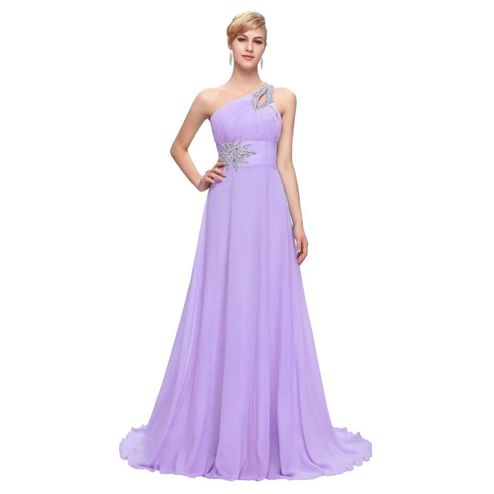 sd-hk Women One-Shoulder Ombre Prom Wedding Gowns Bridemaid dress