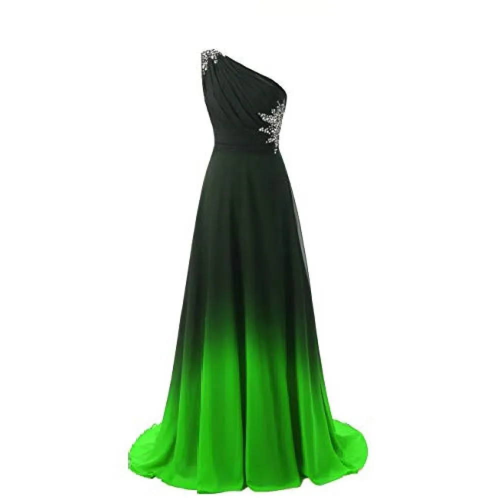 sd-hk Women One-Shoulder Ombre Prom Wedding Gowns Bridemaid dress