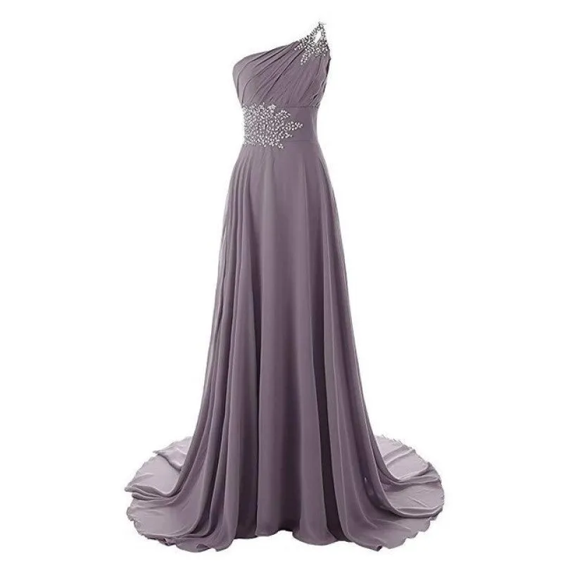 sd-hk Women One-Shoulder Ombre Prom Wedding Gowns Bridemaid dress