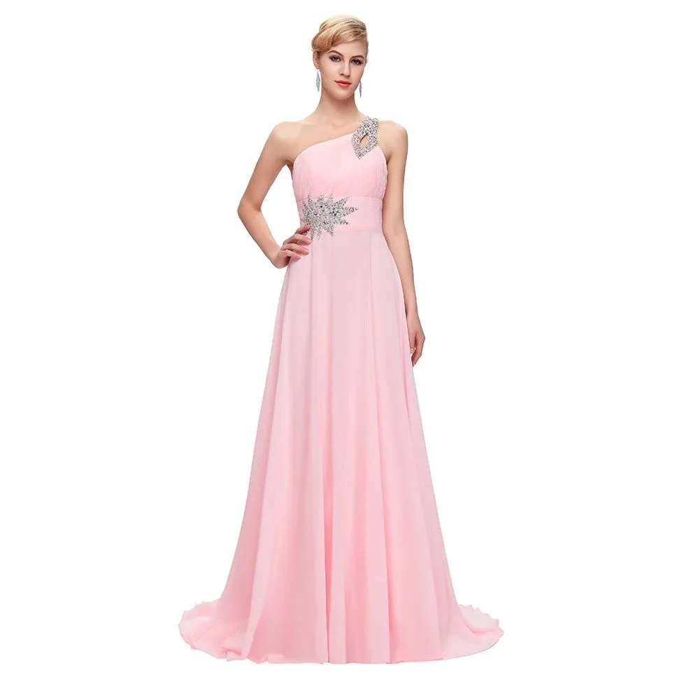 sd-hk Women One-Shoulder Ombre Prom Wedding Gowns Bridemaid dress