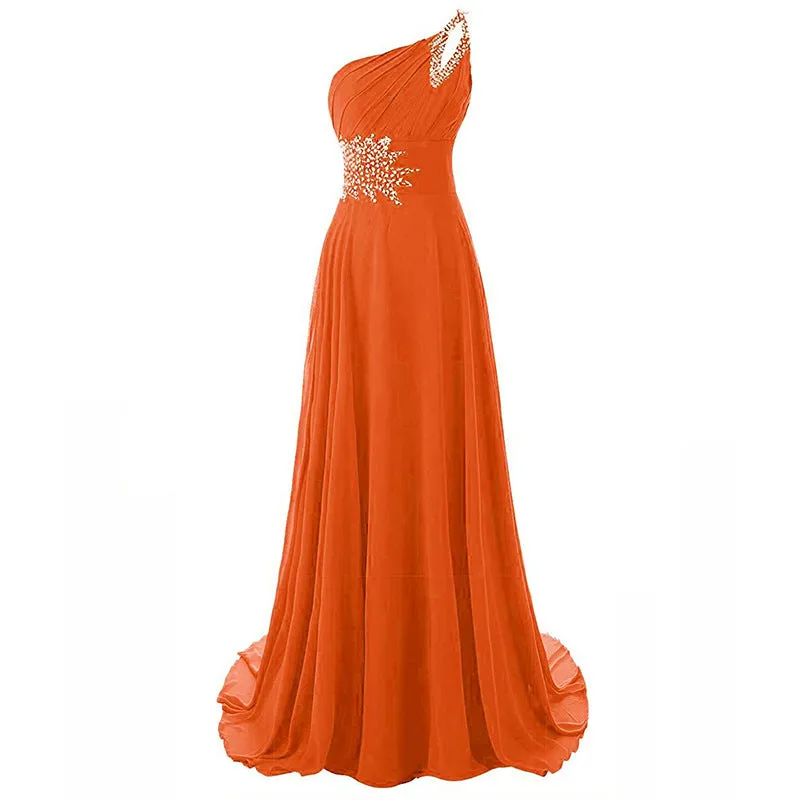 sd-hk Women One-Shoulder Ombre Prom Wedding Gowns Bridemaid dress