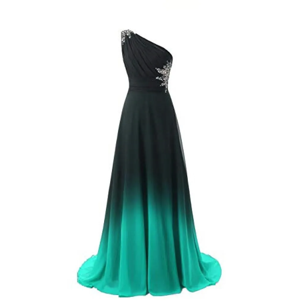 sd-hk Women One-Shoulder Ombre Prom Wedding Gowns Bridemaid dress